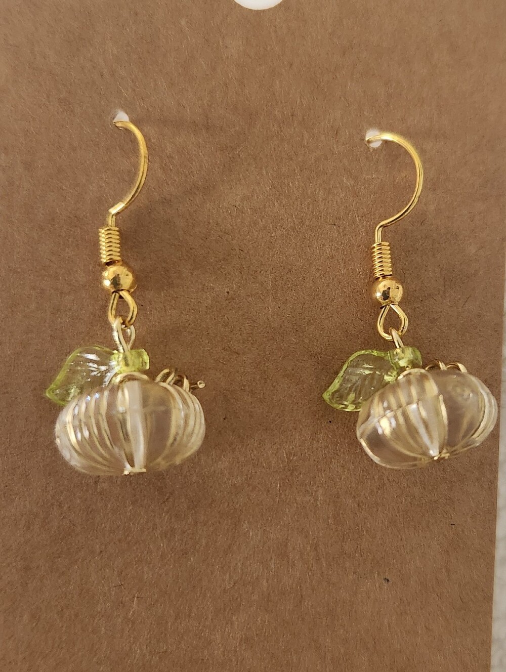 Glass And Wire Delucate Pumkin Earrings Handmade By CCK